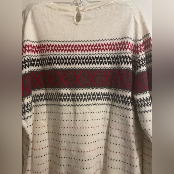 Talbots Fair Isle Cotton Cashmere Blend Cream Red Sweater Size Extra Large - Picture 11 of 11